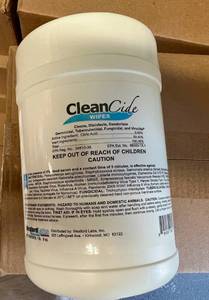 12x 1lb 9oz Canisters Clean Cide Germicidal Wipes