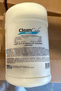 12x 1lb 9oz Canisters Clean Cide Germicidal Wipes