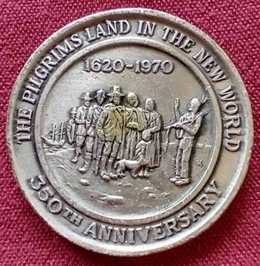 lot 10 image: 350th Anniversary of Pilgrim Landing Sterling Silver Medal