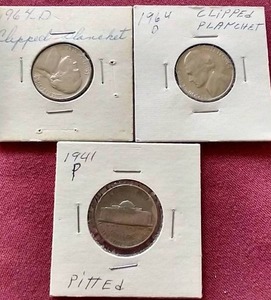 lot 11 image: (3) Vintage Die Error Nickels