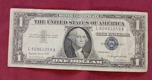 lot 13 image: 1957-A Silver Certificate $1 Note
