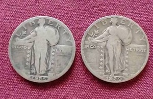 lot 34 image: (2) Standing Liberty Quarters