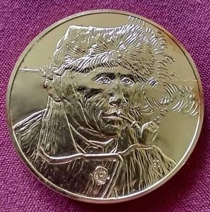 lot 37 image: Large Sterling Silver Medallion - Van Gogh Self Portrait