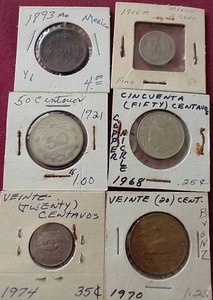 lot 46 image: (6) Vintage Mexican Coins