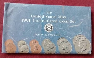lot 59 image: 1991 U.S. Mint Uncirculated Set