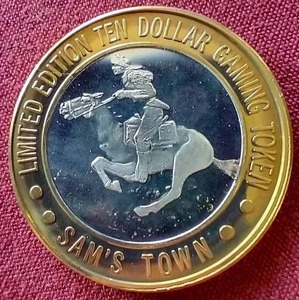 lot 64 image: Sams Town Silver Strike $10 Las Vegas Gaming Token