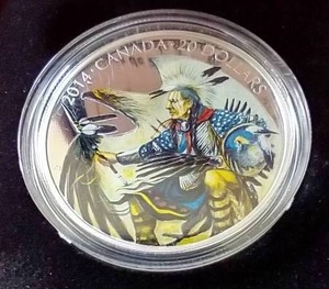 lot 65 image: 2014 Canada Nanaboozhoo Legend Colorized Silver 20 Dollar Coin