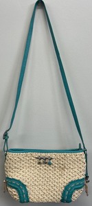 lot 32 image: BRIGHTON Straw Rattan & Embossed Croc Leather Fun Play Handbag Purse Tote