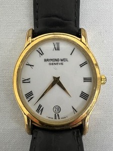 lot 9 image: Raymond Weil 18k Gold Plate White Face Watch