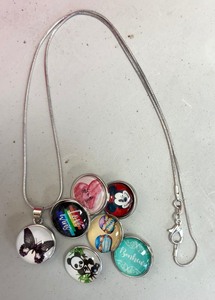 lot 105A image: Variety of Fun Snap Charms with Sterling Silver Chain