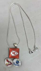 lot 59A image: St Louis Cardinals, Kansas City Chiefs and Kansas City Royals Snap Necklace with Sterling Silver Chain