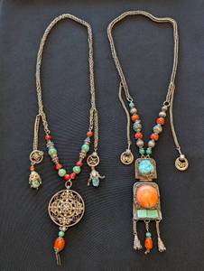 lot 64 image: Pair of Tibetan Beaded Stone Necklaces