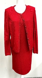 lot 58 image: Beautiful Red St. John Evening Two Piece Dress and Cardigan Set