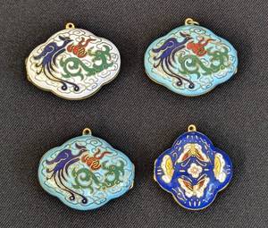 lot 210 image: Four Beautiful Cloisonn Pendant Lockets