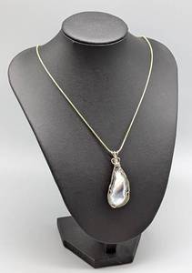 lot 203 image: Geode Stone Pendant and Sterling Silver Chain