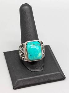 lot 201 image: Stauer Turquoise and Sterling Silver Mens Ring