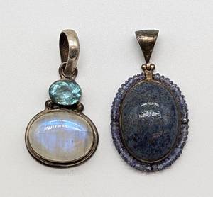 lot 74 image: Two Sterling Silver Pendants including a Labradorite Stone and Sterling Pendant