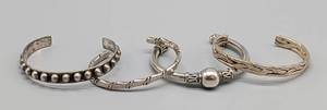 lot 170 image: Four Sterling Silver Cuff Bracelets from Mexico