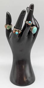 lot 181 image: Four Sterling Silver and Stone Womens Rings
