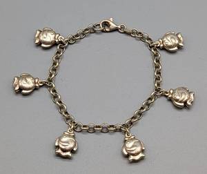 lot 183 image: Sterling Silver Fish Charm Bracelet