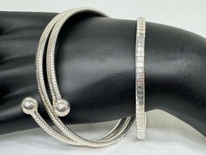 lot 126 image: Two Stylish Sterling Silver Bracelets