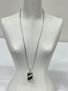 lot 224A image: Onyx and Mother of Pearl Sterling Silver Necklace