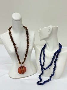 lot 167 image: Lapis Beaded Necklace and Amber Beaded Necklace