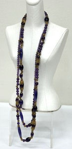lot 239 image: Lovely Long Purple Glass Beaded Necklace