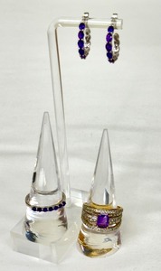 lot 241 image: Sterling Silver and Amethyst Rings and Pair of Earrings