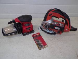 lot 42 image: Sander and Jig Saw with Blades
