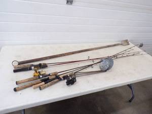 lot 71 image: Ice Chisel, Rods, Reels and Ice Scoopers