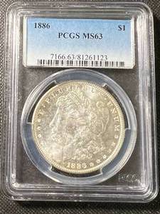 1886 US MORGAN SILVER DOLLAR PCGS MS63