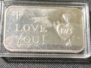 1 TROY OZ .999 FINE SILVER I LOVE YOU BAR
