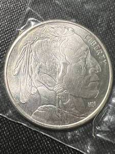 1 TROY OZ .999 FINE SILVER BUFFALO INDIAN ROUND