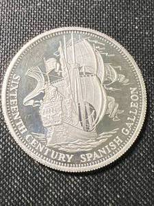 1 TROY OZ .999 FINE SILVER SPANISH GALLEON ROUND