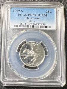 1999-S DELAWARE SILVER QUARTER PCGS PR69DCAM