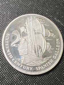 1 TROY OZ .999 FINE SILVER SPANISH GALLEON ROUND