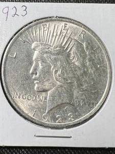 1923 US PEACE SILVER DOLLAR UNC