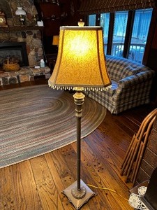 lot 36 image: Floor Lamp With Beaded Edge Measuring 57 Inches Tall