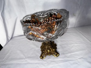 lot 65 image: Cut Crystal Bowl On Metal Stand