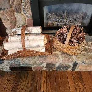 lot 14 image: Two Vintage Woven Baskets One Measuring 16 Inches By 16 And The Other 25 X 18