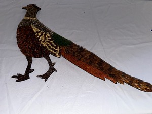 lot 116 image: Seed Art Pheasant Measuring 22 Inches Long By 16 Inches Tall