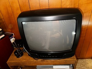lot 121 image: Zenith Stereo TV, RCA Antenna And TV Stand - DVD Player Not Included. See Lot 122.