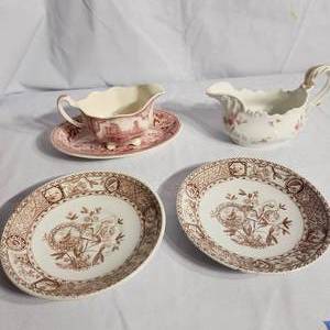lot 85 image: Old Britain Castles Pink (Crown Made In England) By Johnson Brothers And Two Sitka T. Hughes Burslem Dishes
