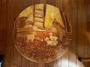 lot 156 image: Nativity Scene Wood Platter 17 Diameter