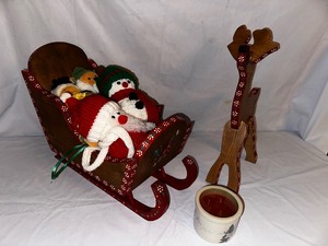 lot 163 image: Wood Sleigh and Reindeer