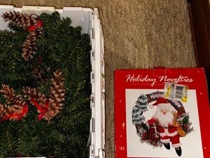 lot 165 image: Holiday Garlandand Santa Wreath