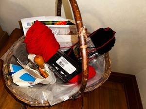 lot 173 image: Basket of Knitting Supplies