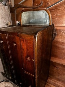 lot 410 image: Antique Four Drawer Dresser With Mirror Measuring 40 X 21 X 36