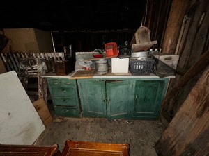 lot 427 image: Antique Cabinet And All Items Seen In On Our Above Cabinet
